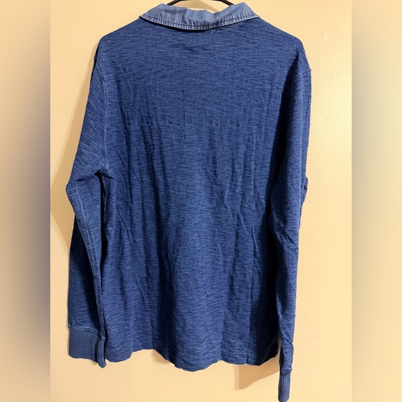 Todd Snyder Long-Sleeve Rugby Polo Shirt in Indigo Blue Size Large - Picture 6 of 6